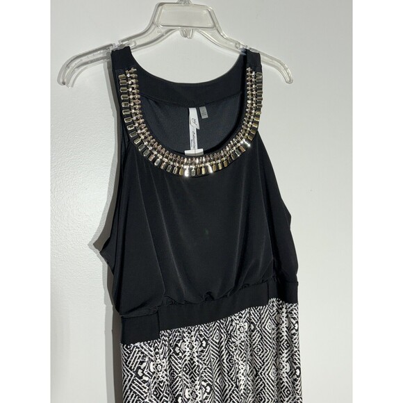 NY Collection Maxi Dress 1X Plus Geometric Embellished Artsy Travel Modest New - Picture 3 of 15